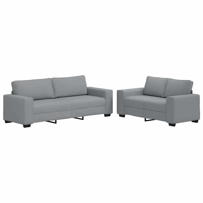 Set de canapele cu perne, 2 piese, gri deschis, textil - WALTI WALTI