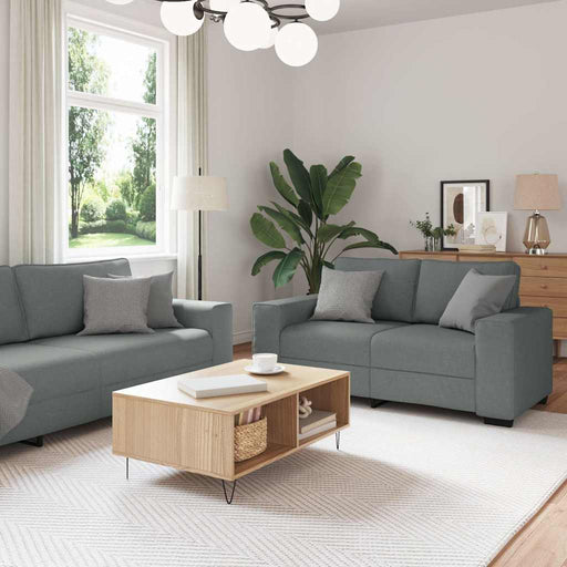 Set de canapele cu perne, 2 piese, gri închis, textil - WALTI WALTI