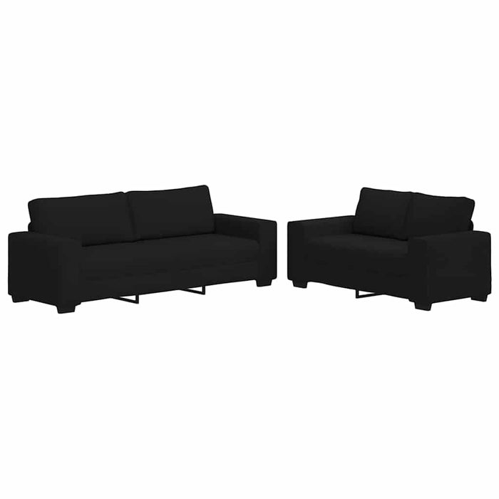 Set de canapele cu perne, 2 piese, negru, textil - WALTI WALTI