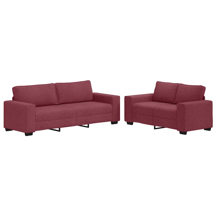 Set canapea cu perne, 2 piese, roșu vin, material textil - WALTI WALTI