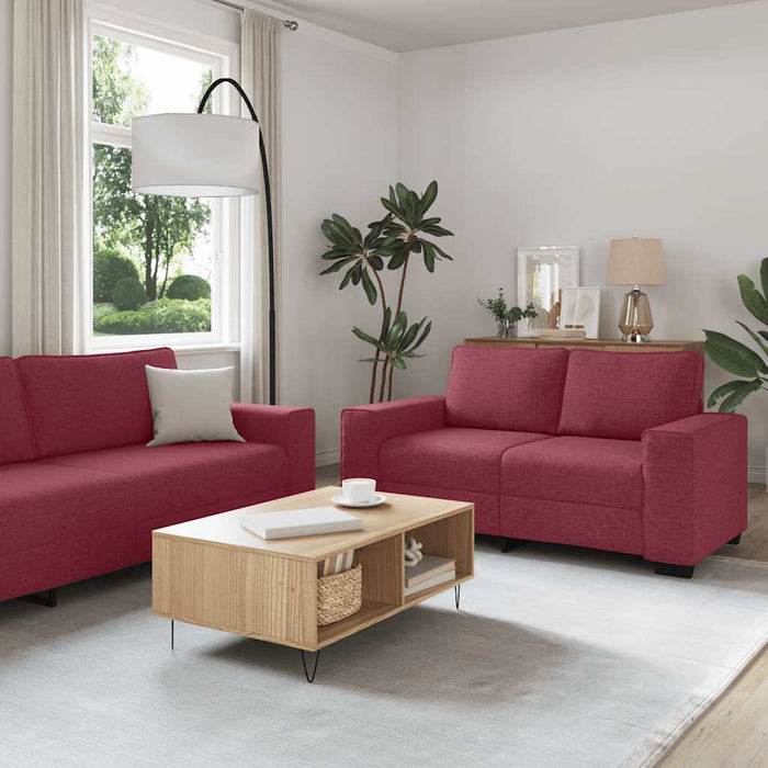 Set canapea cu perne, 2 piese, roșu vin, material textil - WALTI WALTI