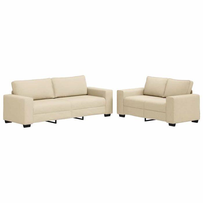 Set de canapele cu perne, 2 piese, crem, textil - WALTI WALTI
