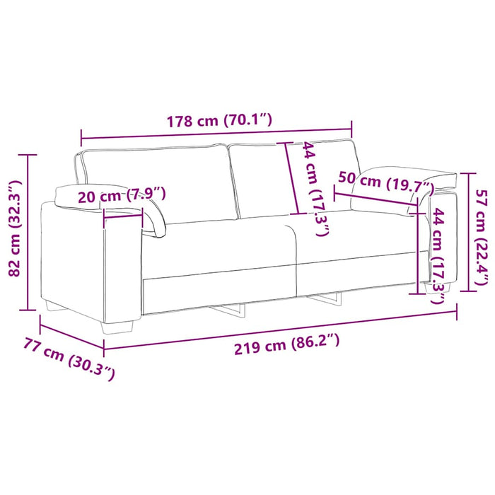 Set de canapea 2 pcs Verde închis 219 x 77 x 82 cm țesătură - WALTI WALTI