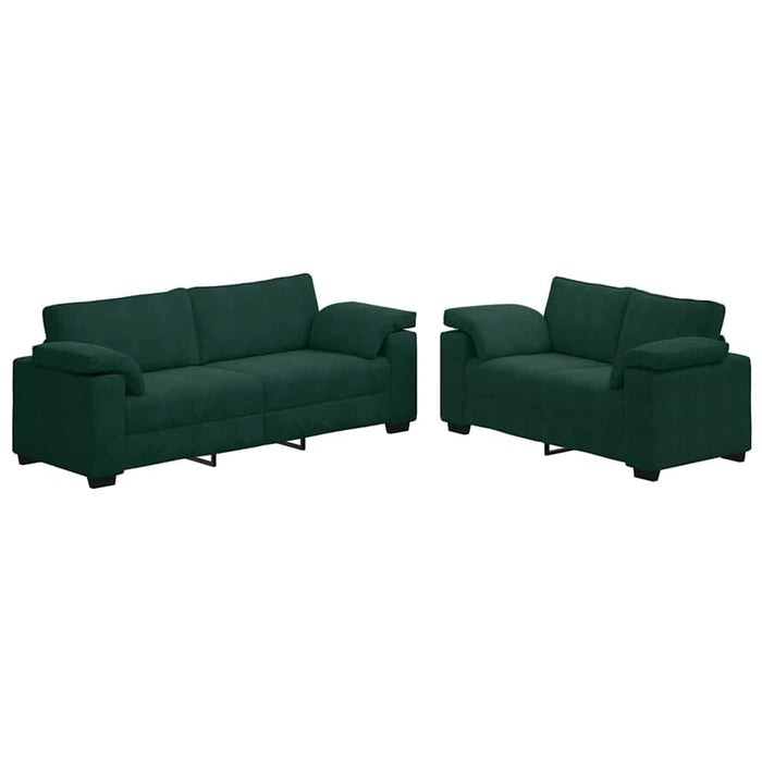 Set canapele 2 piese cu perne catifea verde închis - WALTI WALTI