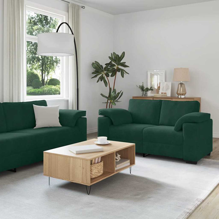 Set canapele 2 piese cu perne catifea verde închis - WALTI WALTI