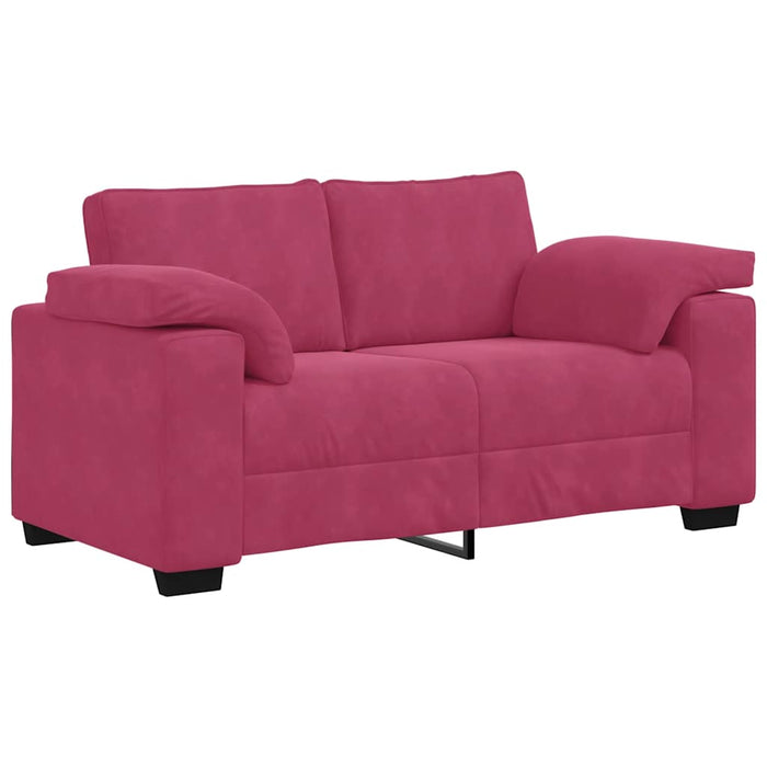 Set canapele 2 piese cu perne catifea roșu-vin - WALTI WALTI