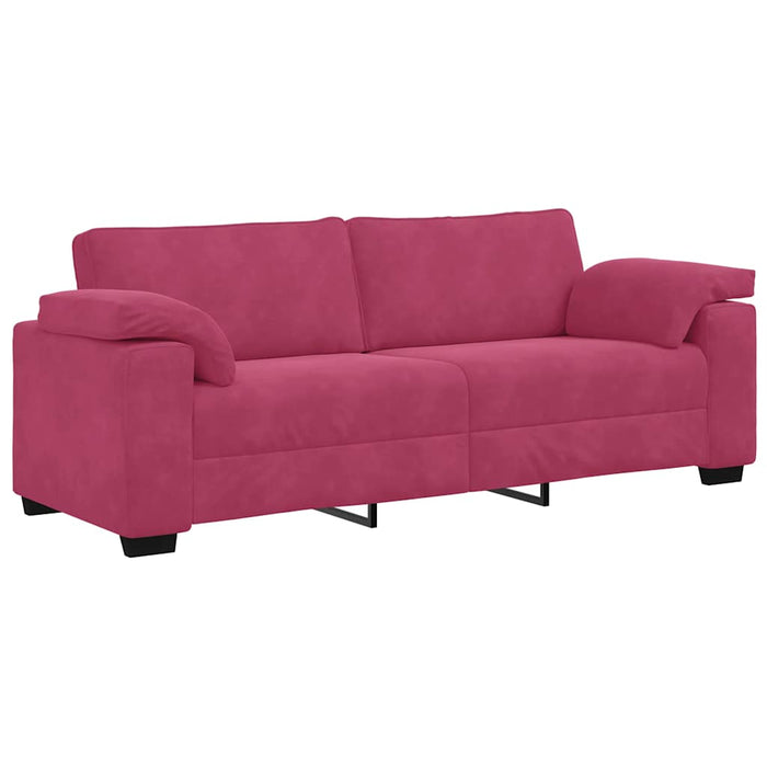 Set canapele 2 piese cu perne catifea roșu-vin - WALTI WALTI