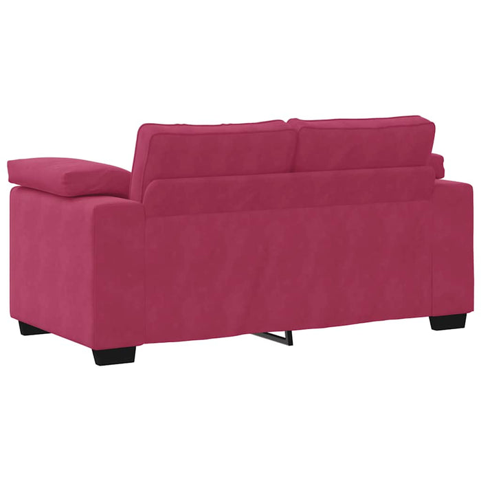 Set canapele 2 piese cu perne catifea roșu-vin - WALTI WALTI