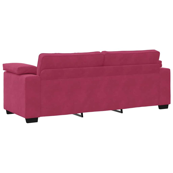 Set canapele 2 piese cu perne catifea roșu-vin - WALTI WALTI