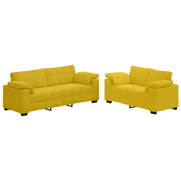 Set canapele 2 piese cu perne catifea galbenă - WALTI WALTI