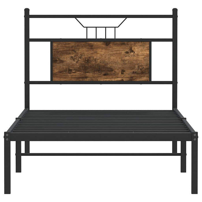 Cadru pat fără saltea, stejar fumuriu 75x190 cm lemn prelucrat - WALTI WALTI