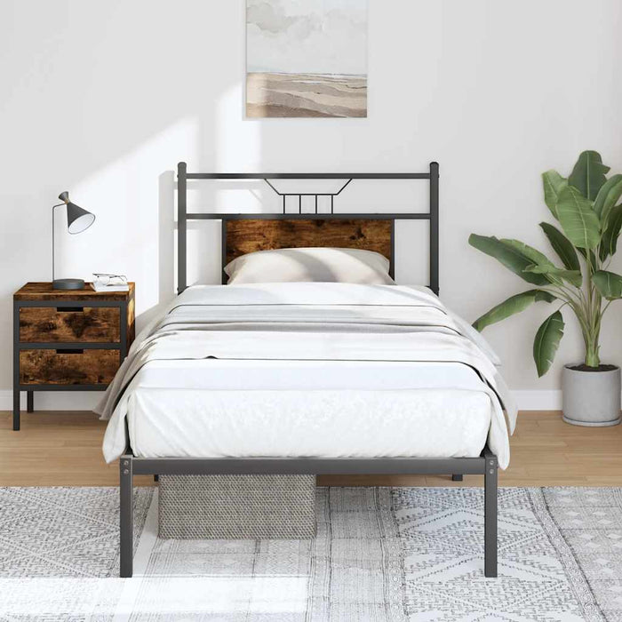 Cadru pat fără saltea, stejar fumuriu 80x200 cm lemn prelucrat - WALTI WALTI