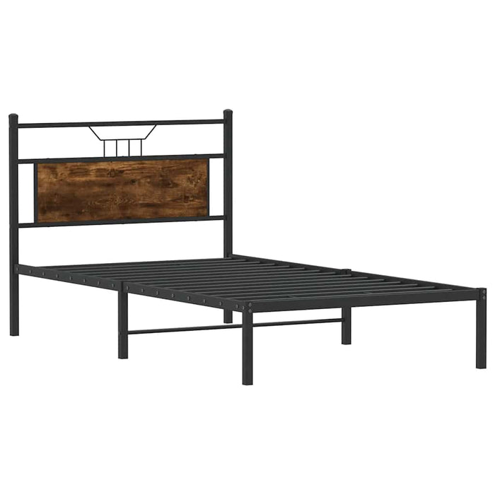 Cadru pat fără saltea, stejar fumuriu 100x190 cm lemn prelucrat - WALTI WALTI