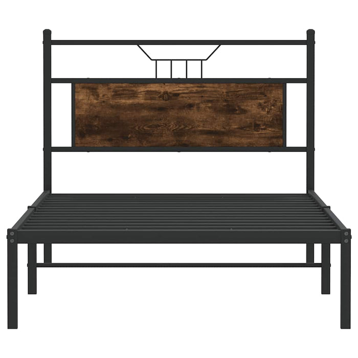 Cadru pat fără saltea stejar fumuriu 100x200 cm lemn prelucrat WALTI