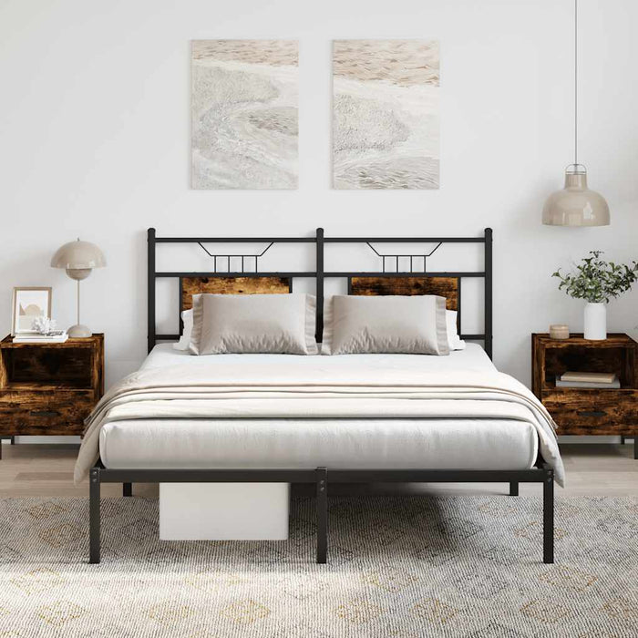 Cadru pat fără saltea stejar fumuriu 140x200 cm lemn prelucrat WALTI