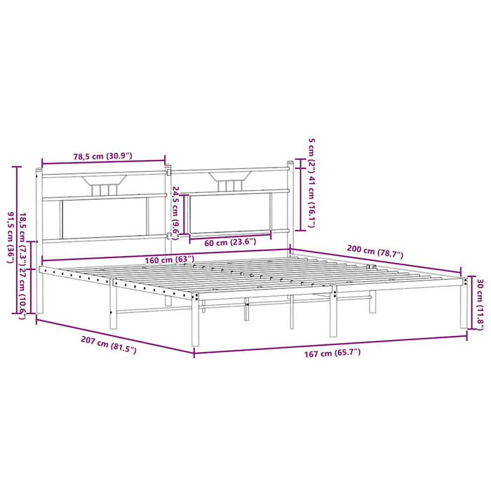 Cadru de pat fără saltea Stejar afumat 160x200cm Lemn prelucrat - WALTI WALTI