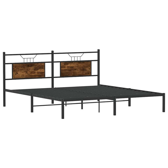 Cadru de pat fără saltea Stejar afumat 183x213cm Lemn prelucrat - WALTI WALTI