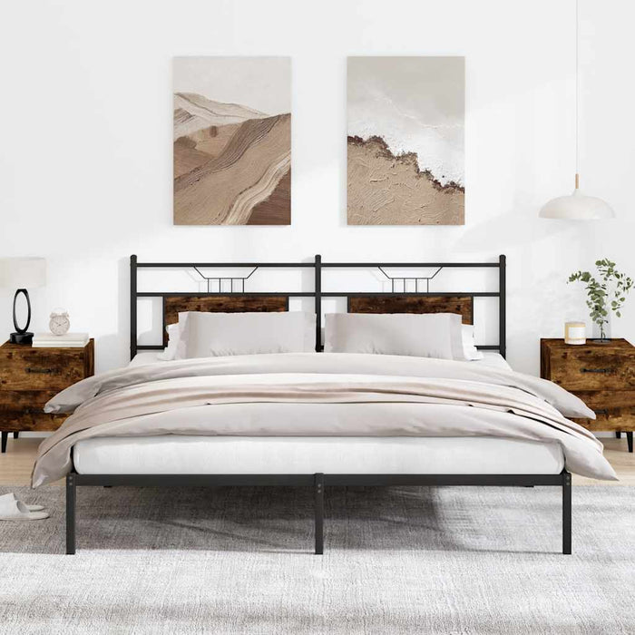 Cadru de pat fără saltea Stejar afumat 183x213cm Lemn prelucrat - WALTI WALTI