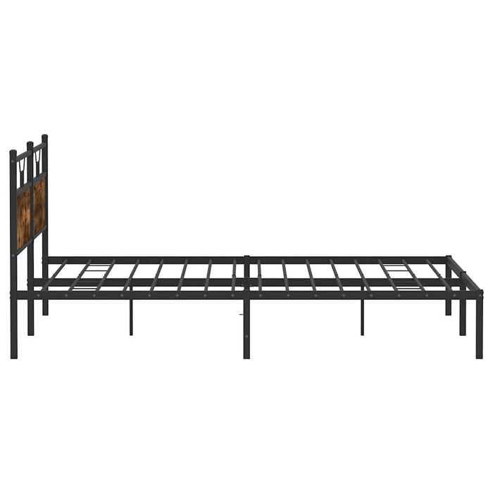 Cadru pat fără saltea Stejar afumat 200x200 cm Lemn prelucrat WALTI
