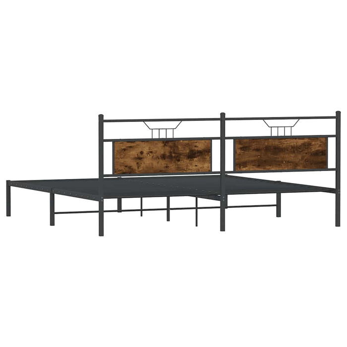 Cadru pat fără saltea Stejar afumat 200x200 cm Lemn prelucrat - WALTI WALTI