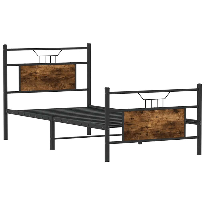 Cadru pat fără saltea, stejar fumuriu 80x200 cm lemn prelucrat - WALTI WALTI
