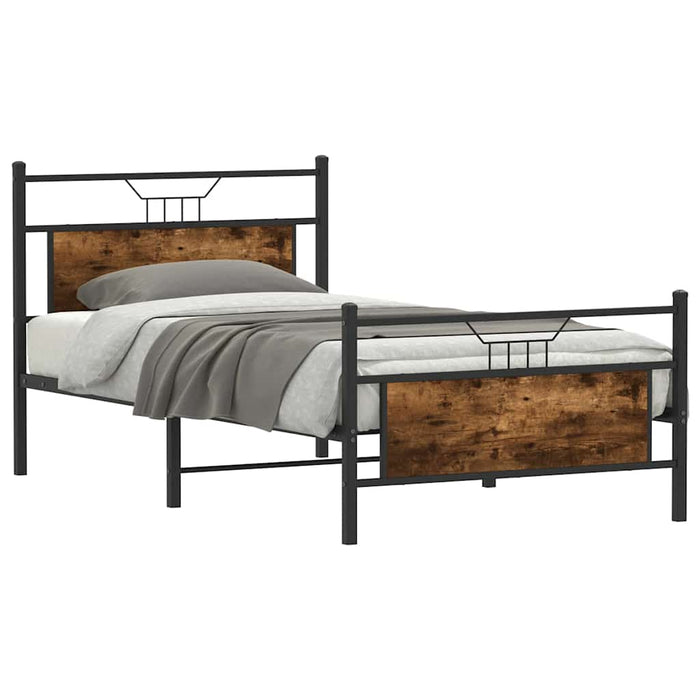 Cadru pat fără saltea stejar fumuriu 100x200 cm lemn prelucrat - WALTI WALTI