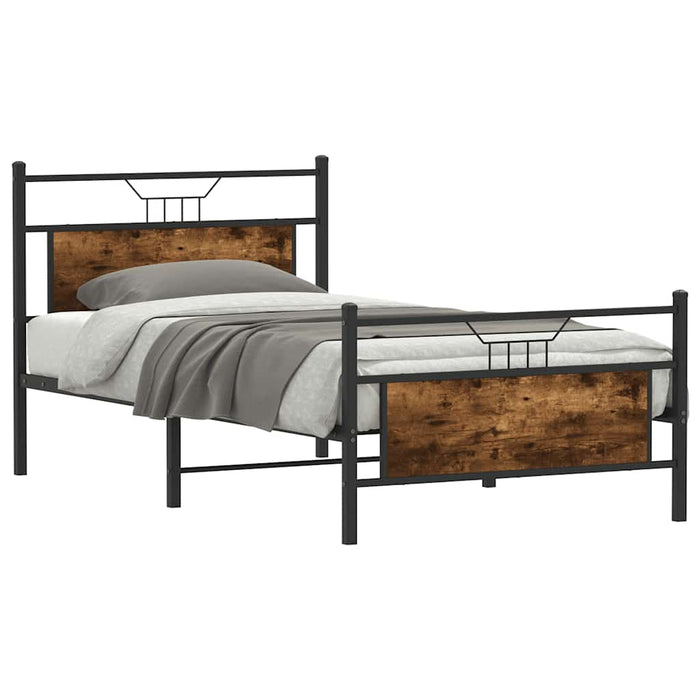 Cadru de pat fără saltea Stejar afumat 107x203cm Lemn prelucrat - WALTI WALTI