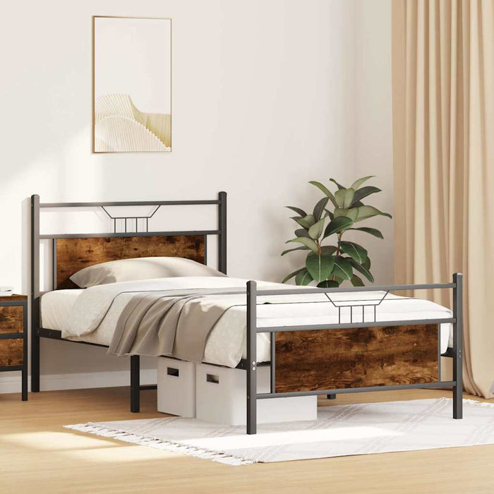 Cadru de pat fără saltea Stejar afumat 107x203cm Lemn prelucrat - WALTI WALTI