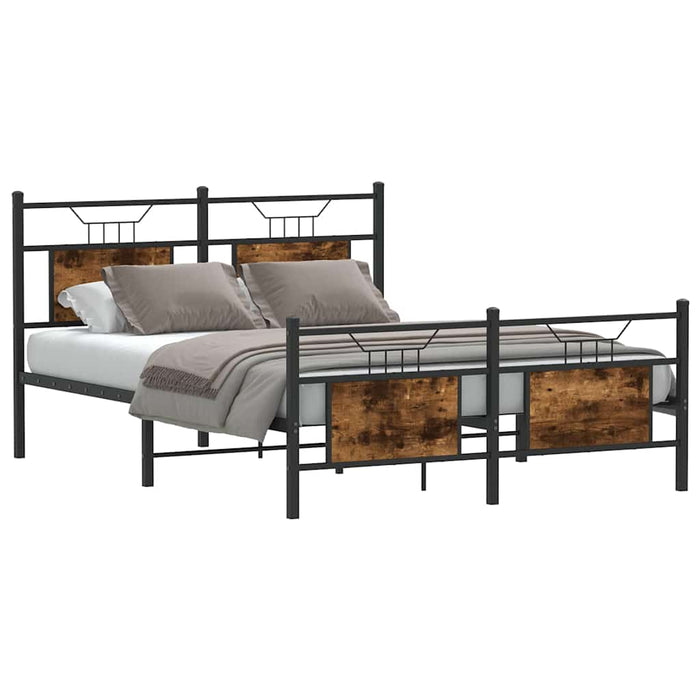 Cadru pat fără saltea stejar afumat, 140x190 cm, lemn prelucrat - WALTI WALTI
