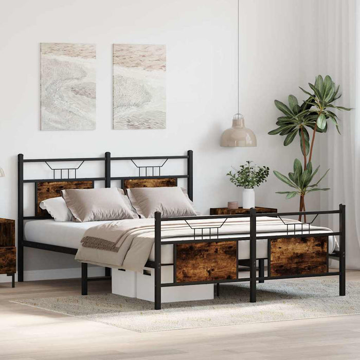 Cadru pat fără saltea stejar fumuriu 140x200 cm lemn prelucrat - WALTI WALTI