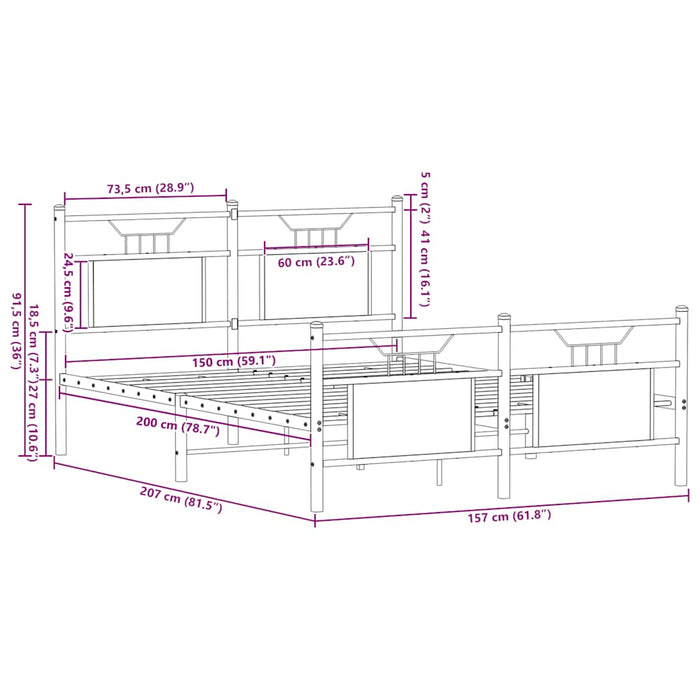 Cadru pat fără saltea stejar fumuriu 150x200 cm lemn prelucrat - WALTI WALTI