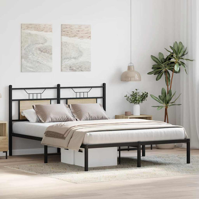 Cadru pat fără saltea stejar sonoma 150x200 cm lemn prelucrat WALTI