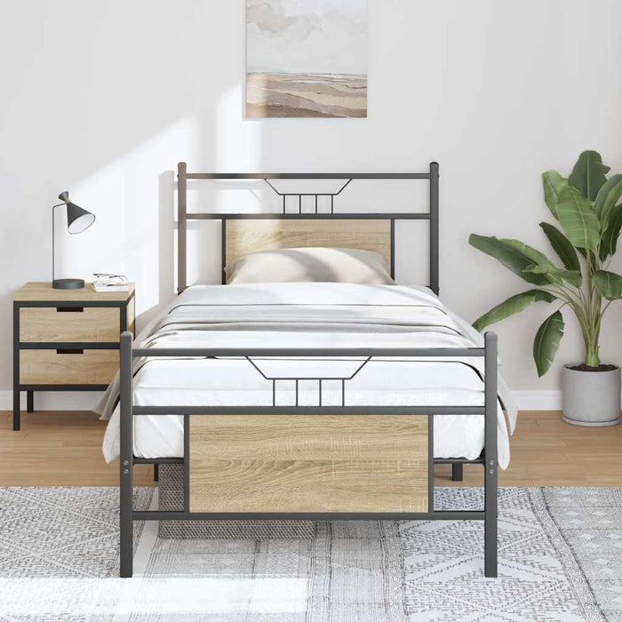 Cadru pat fără saltea, stejar sonoma 75x190 cm lemn prelucrat - WALTI WALTI
