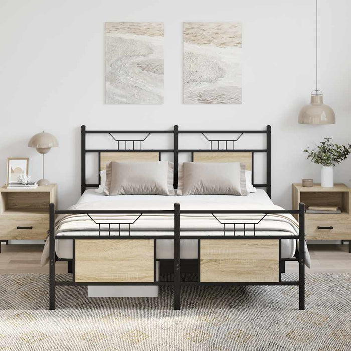 Cadru pat fără saltea stejar sonoma, 140x190 cm, lemn prelucrat WALTI