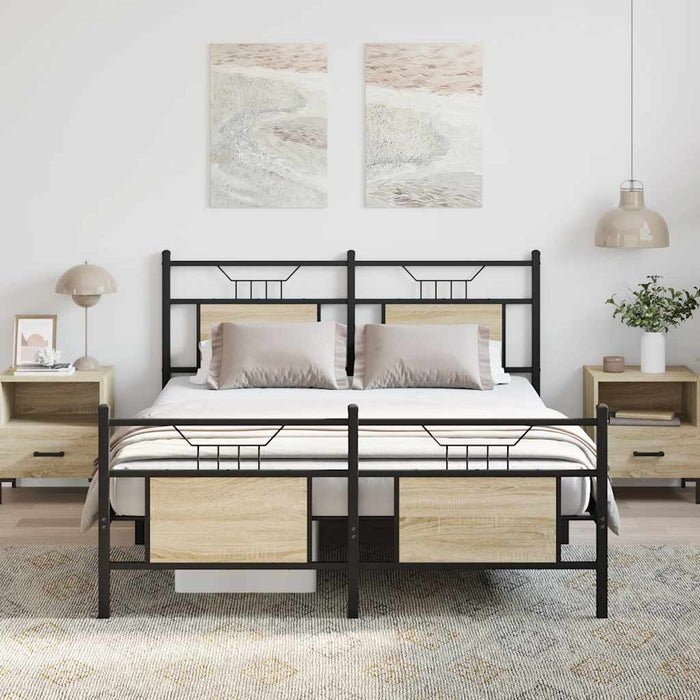 Cadru pat fără saltea stejar sonoma 150x200 cm lemn prelucrat WALTI