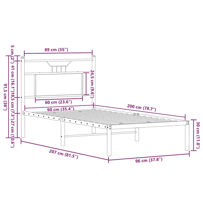 Cadru pat fără saltea stejar maro, 90x200 cm, lemn prelucrat - WALTI WALTI
