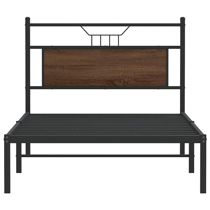 Cadru pat fără saltea stejar maro 100x200 cm lemn prelucrat - WALTI WALTI