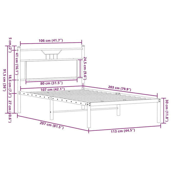 Cadru de pat fără saltea Stejar maro 107x203 cm Lemn prelucrat - WALTI WALTI