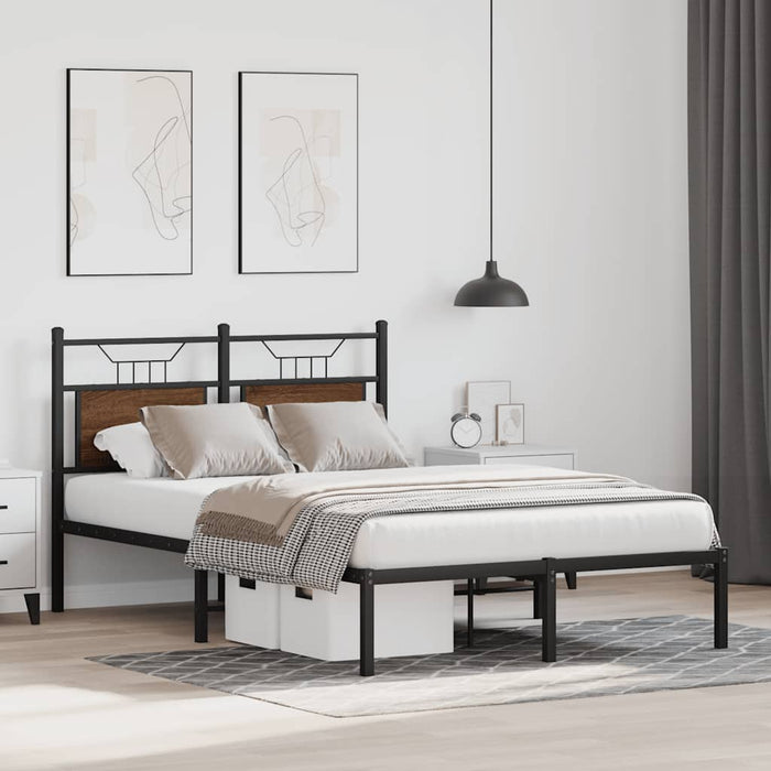 Cadru pat fără saltea stejar maro 120x200 cm, lemn prelucrat - WALTI WALTI