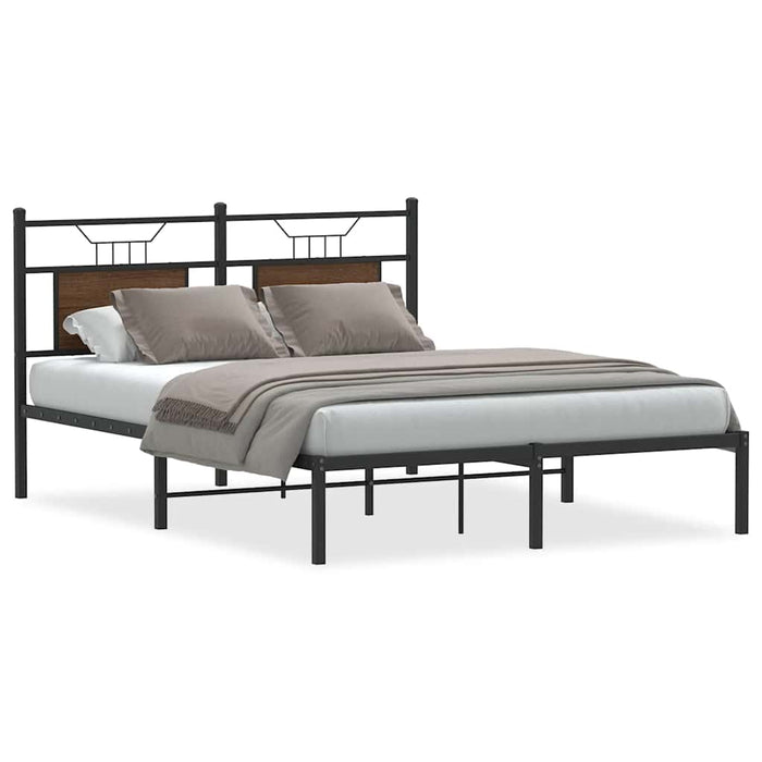 Cadru pat fără saltea stejar maro 150x200 cm lemn prelucrat - WALTI WALTI