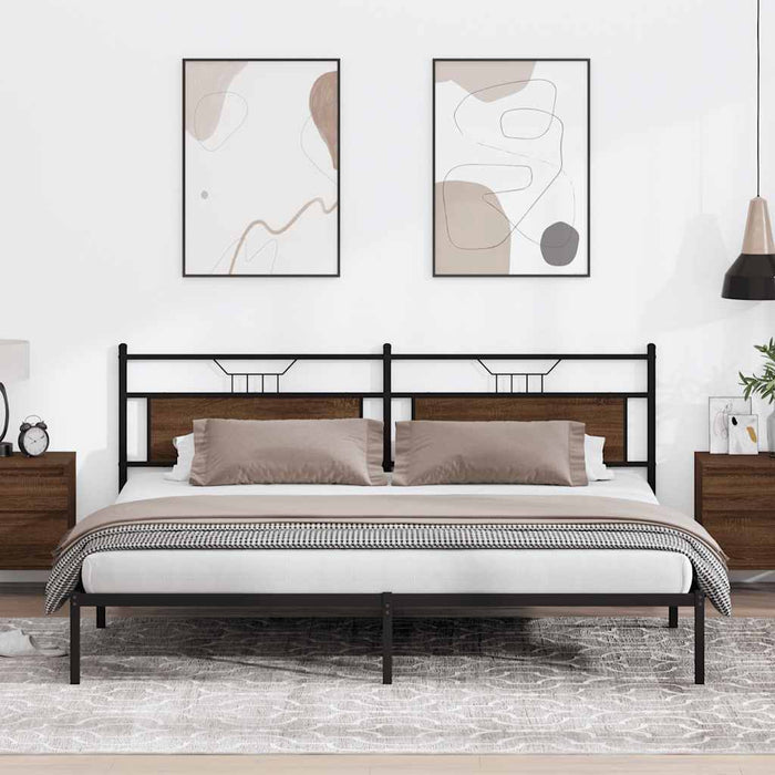 Cadru de pat fără saltea Stejar maro 200x200 cm Lemn prelucrat WALTI