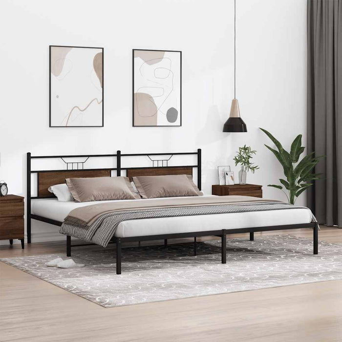 Cadru de pat fără saltea Stejar maro 200x200 cm Lemn prelucrat WALTI