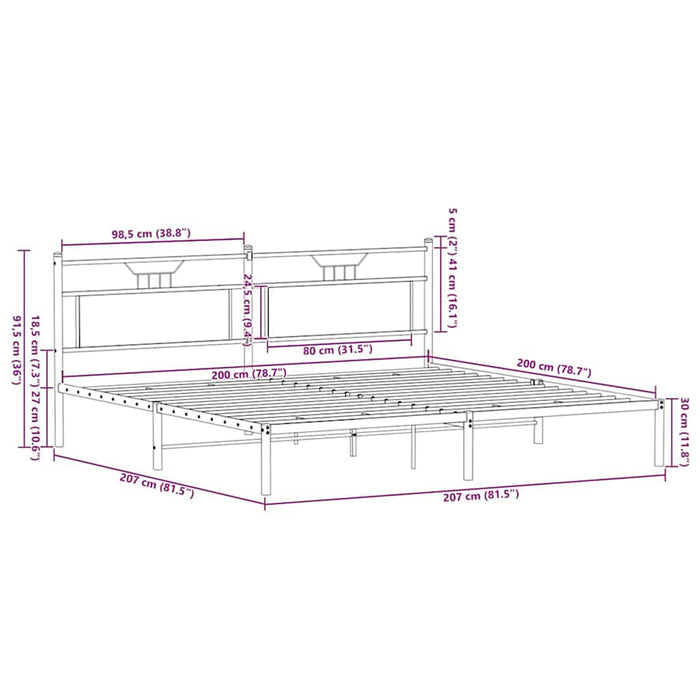 Cadru de pat fără saltea Stejar maro 200x200 cm Lemn prelucrat WALTI