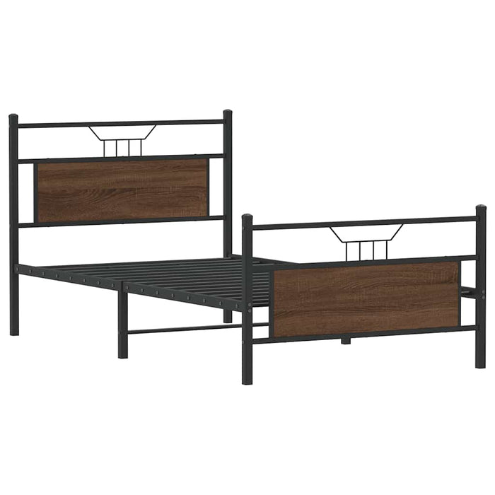 Cadru pat fără saltea stejar maro 100x200 cm lemn prelucrat - WALTI WALTI