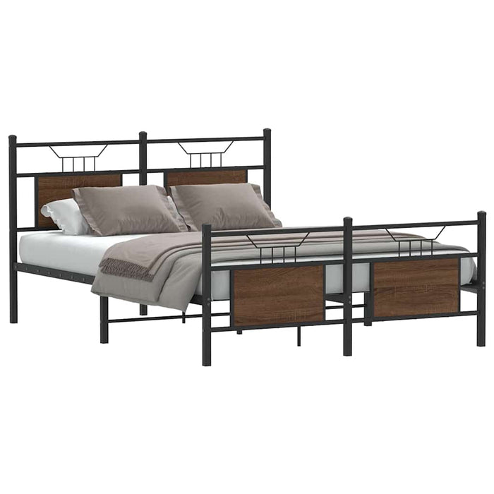 Cadru pat fără saltea stejar maro 150x200 cm lemn prelucrat WALTI