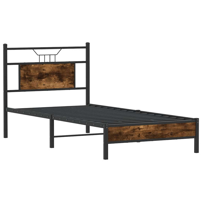 Cadru pat fără saltea, stejar fumuriu 75x190 cm lemn prelucrat - WALTI WALTI
