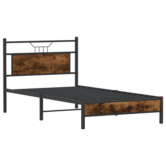 Cadru pat fără saltea stejar fumuriu 100x200 cm lemn prelucrat - WALTI WALTI