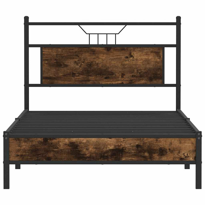 Cadru pat fără saltea stejar fumuriu 100x200 cm lemn prelucrat - WALTI WALTI
