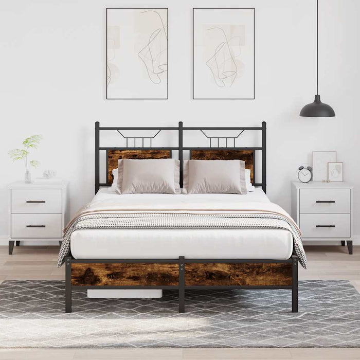 Cadru pat fără saltea stejar fumuriu 120x200 cm, lemn prelucrat - WALTI WALTI