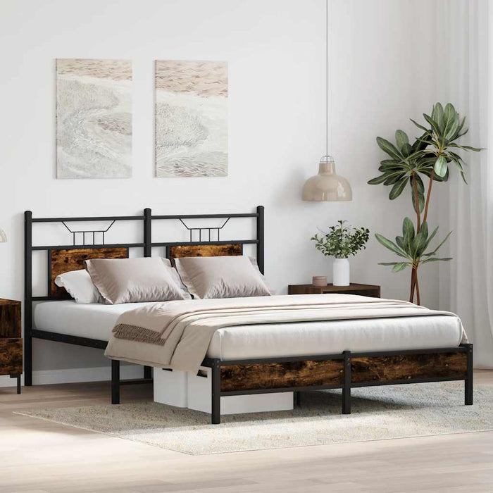 Cadru pat fără saltea, stejar fumuriu 137x190 cm lemn prelucrat - WALTI WALTI